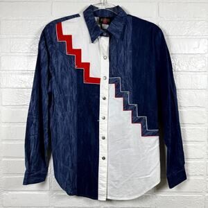 Vintage Wildfire Western Shirt Womens M Multicolor Zig Zag Button-Up Rodeo Wear